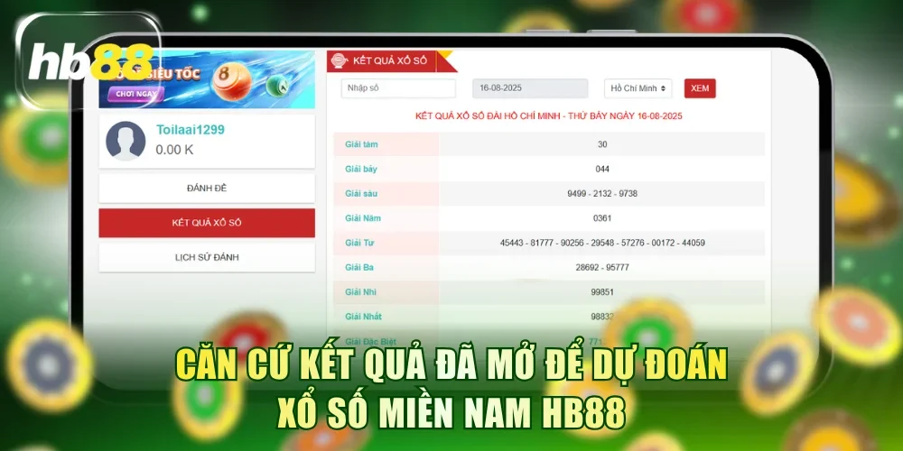 Căn cứ kết quả đã mở để dự đoán xổ số miền Nam HB88