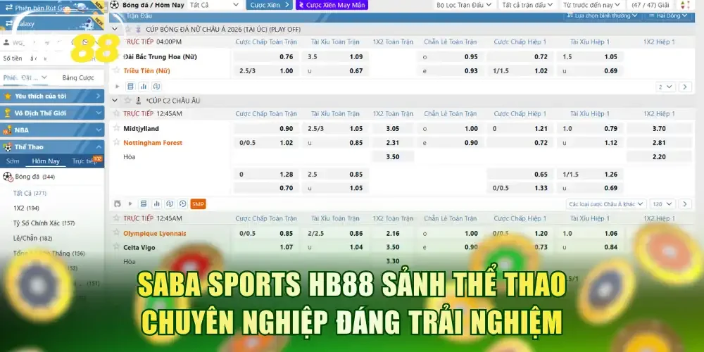 Saba Sports HB88 sảnh thể thao chuyên nghiệp đáng trải nghiệm